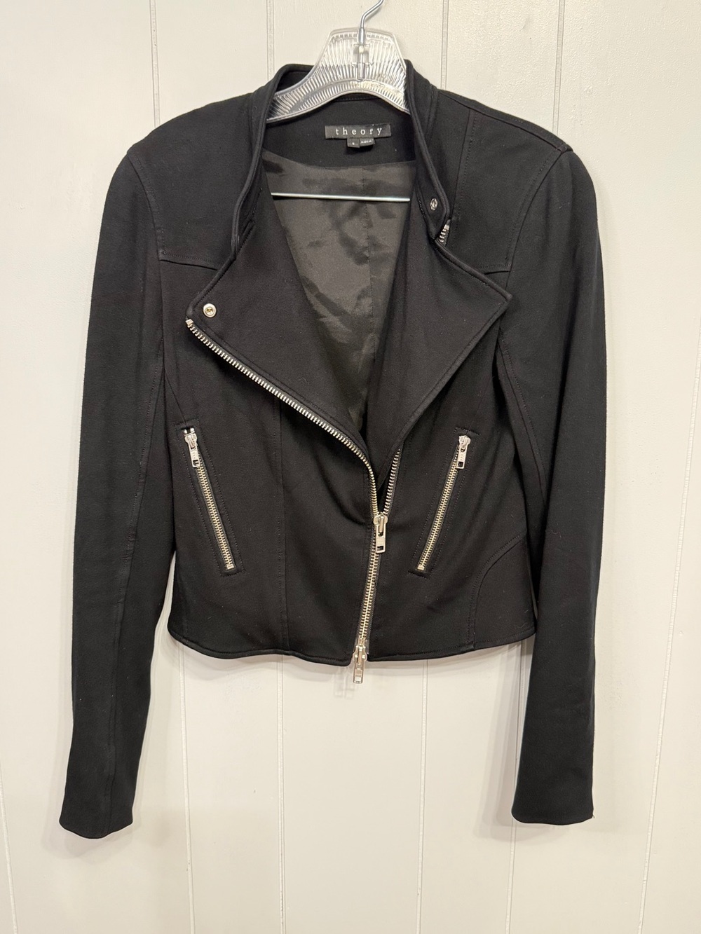 Theory Black Asymmetrical Zip Moto Jacket ( Not Leather) ( Soft )
